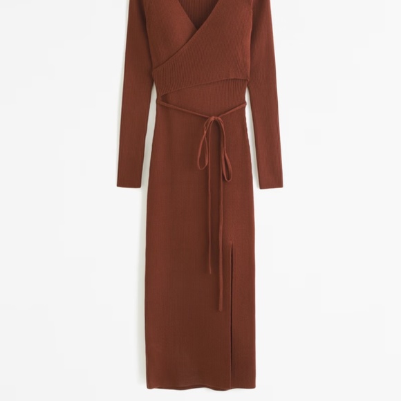 Abercrombie & fitch Long-Sleeve Wrap Midi Sweater Dress Medium - Picture 2 of 3